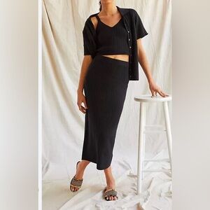 Anthropologie Daily Practice Knit 3 piece polo lounge set. Green XS